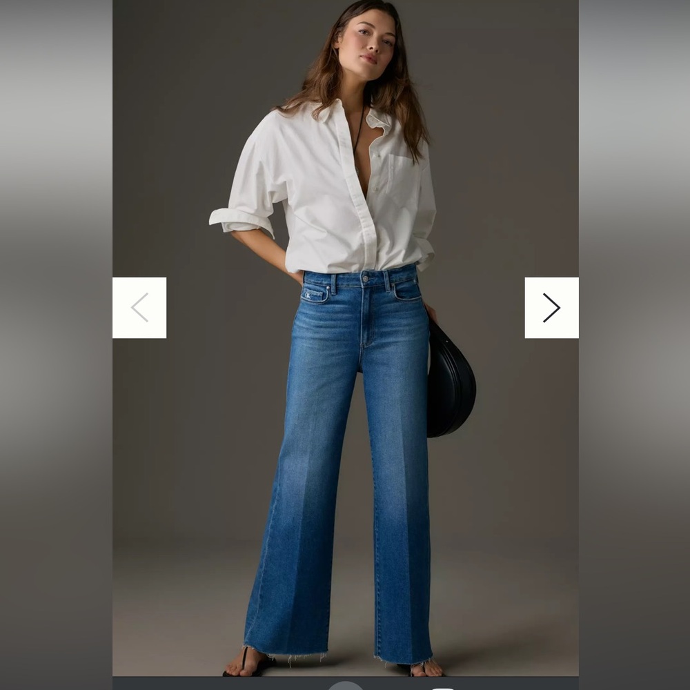 PAIGE Anessa High-Rise Wide-Leg Jeans Color: FLAMENCO DISTRESSED
